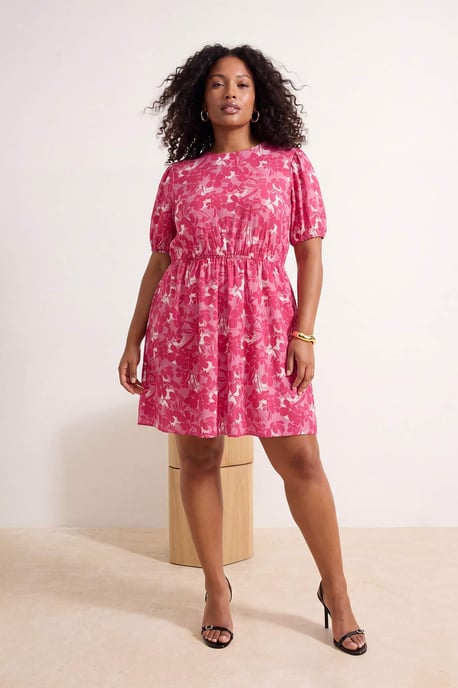 Trendyol Curve Dam Flerfärgad Blommig Kort / Mini Kort Casual A-linje Plus size Klänning - Image 6
