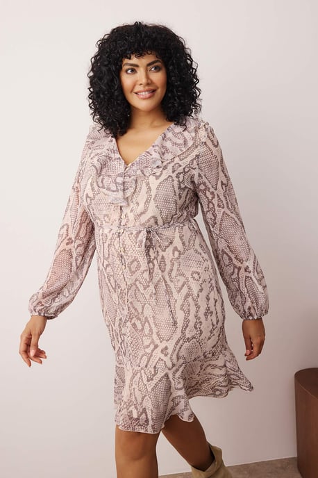 Trendyol Curve Dam Flerfärgad Djurmönster Kort / Mini Lång Casual A-linje Plus size Klänning - Image 4