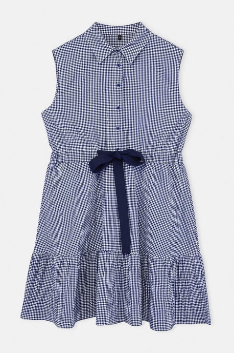 Trendyol Curve Dam Flerfärgad Rutig Kort / Mini Ärmlös A-linje Plus size Klänning - Image 4