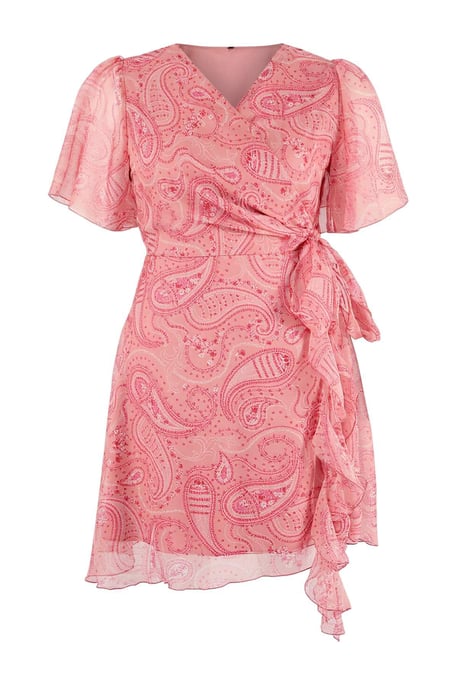 Trendyol Curve Dam Flerfärgad Paisley Kort / Mini Kort Casual Dubbelknäppt Plus size Klänning - Image 3