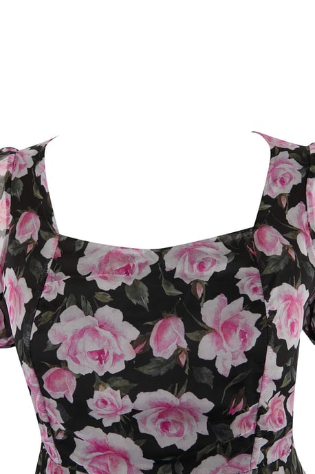 Trendyol Curve Dam Flerfärgad Blommig Kort / Mini Kort Casual A-linje Plus size Klänning - Image 3