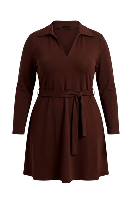 Trendyol Curve Dam Brun Enfärgad Kort / Mini Lång Casual A-linje Plus size Klänning - Image 5