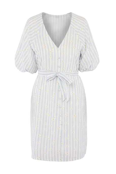 Trendyol Curve Dam Flerfärgad Blommig Kort / Mini Kort Rak Plus size Klänning - Image 4