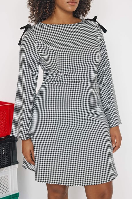 Trendyol Curve Dam Flerfärgad Rutig Kort / Mini Lång Casual A-linje Plus size Klänning - Image 2