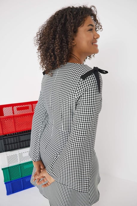 Trendyol Curve Dam Flerfärgad Rutig Kort / Mini Lång Casual A-linje Plus size Klänning - Image 4