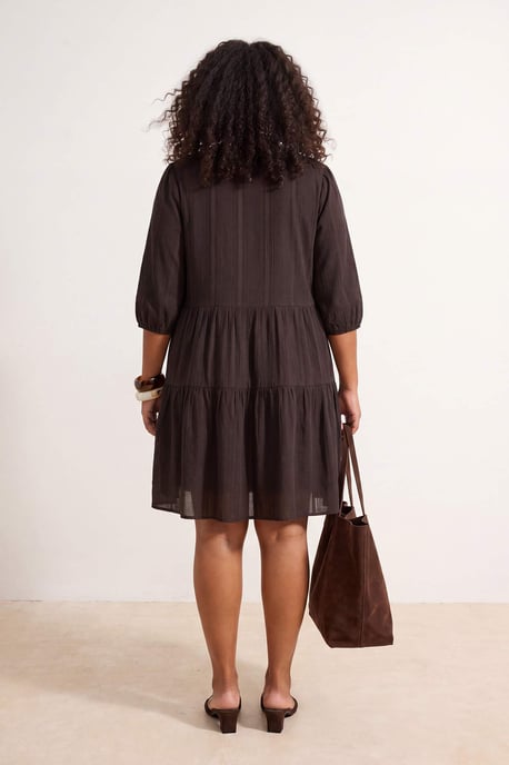 Trendyol Curve Dam Brun Enfärgad Kort / Mini Lång A-linje Plus size Klänning - Image 2