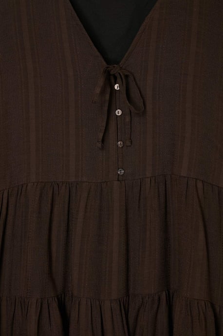 Trendyol Curve Dam Brun Enfärgad Kort / Mini Lång A-linje Plus size Klänning - Image 4