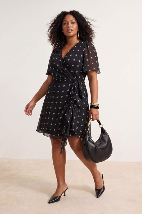 Trendyol Curve Dam Brun Paisley Kort / Mini Kort Casual Dubbelknäppt Plus size Klänning - Image 3