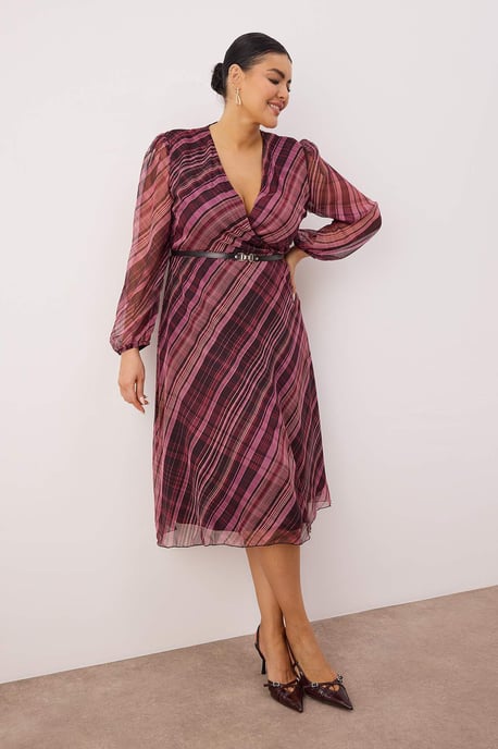 Trendyol Curve Dam Flerfärgad Blommig Kort / Mini Lång Kväll / Vardag Dubbelknäppt Plus size Klänning - Image 6