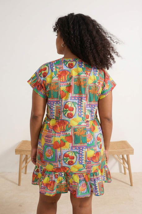 Trendyol Curve Dam Flerfärgad Tropiskt Kort / Mini Kort Strandkläder Rak Plus size Klänning - Image 2