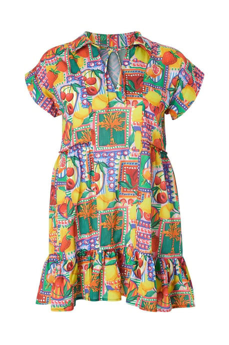 Trendyol Curve Dam Flerfärgad Tropiskt Kort / Mini Kort Strandkläder Rak Plus size Klänning - Image 3