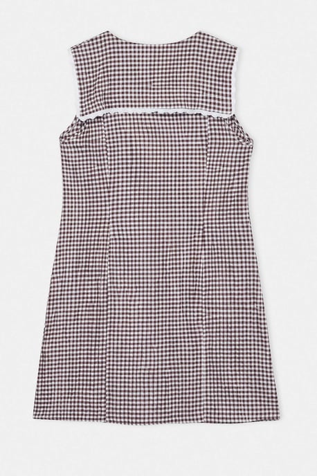 Trendyol Curve Dam Brun Rutig Kort / Mini Ärmlös A-linje Plus size Klänning - Image 5
