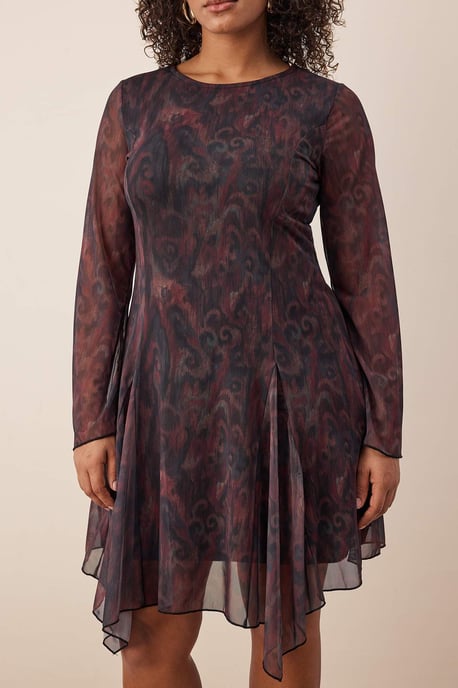 Trendyol Curve Dam Flerfärgad Blommig Kort / Mini Lång Casual A-linje Plus size Klänning - Image 2