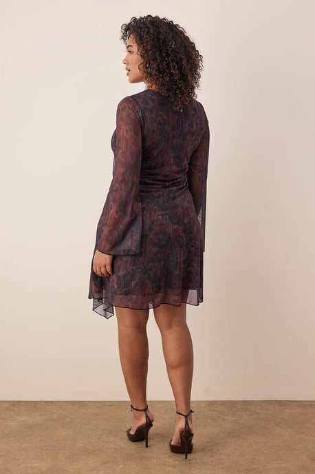 Trendyol Curve Dam Flerfärgad Blommig Kort / Mini Lång Casual A-linje Plus size Klänning - Image 3