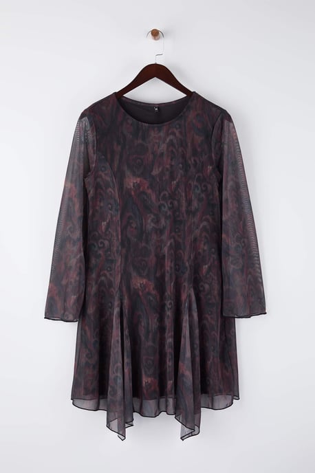 Trendyol Curve Dam Flerfärgad Blommig Kort / Mini Lång Casual A-linje Plus size Klänning - Image 4