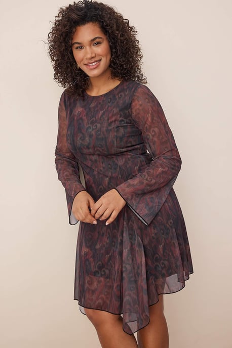Trendyol Curve Dam Flerfärgad Blommig Kort / Mini Lång Casual A-linje Plus size Klänning - Image 6