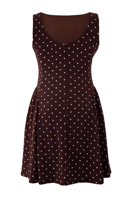 Trendyol Curve Dam Brun Prickig Kort / Mini Ärmlös Casual A-linje Plus size Klänning - Image 5