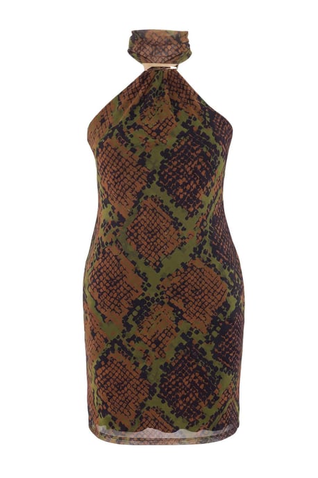 Trendyol Curve Dam Flerfärgad Djurmönster Kort / Mini Ärmlös Bodycon Plus size Klänning - Image 3