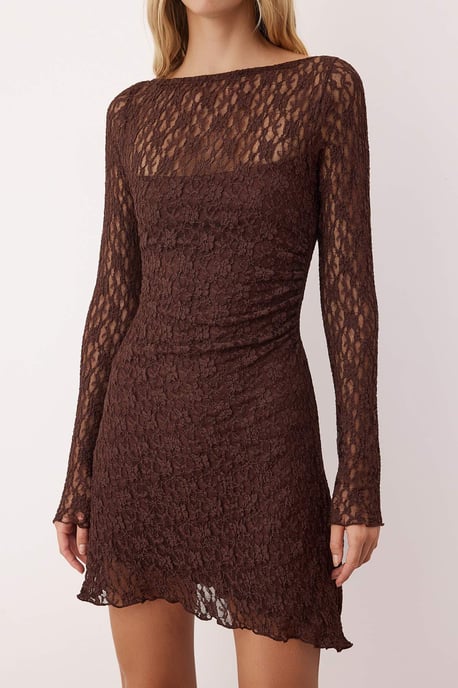 TRENDYOLMİLLA Dames Bruin Effen Kort / Mini Lang Casual A-lijn Jurken - Image 2