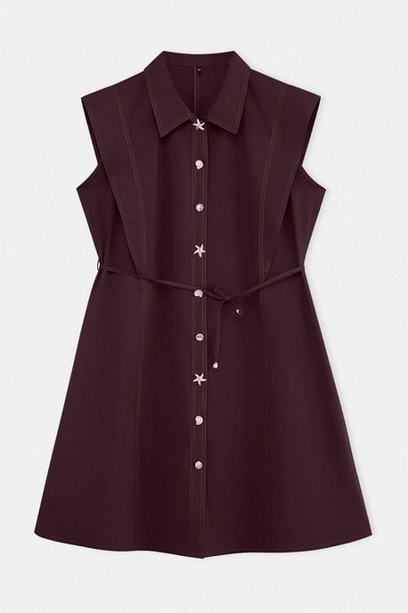 Trendyol Curve Dam Brun Enfärgad Kort / Mini Ärmlös Casual A-linje Plus size Klänning - Image 4