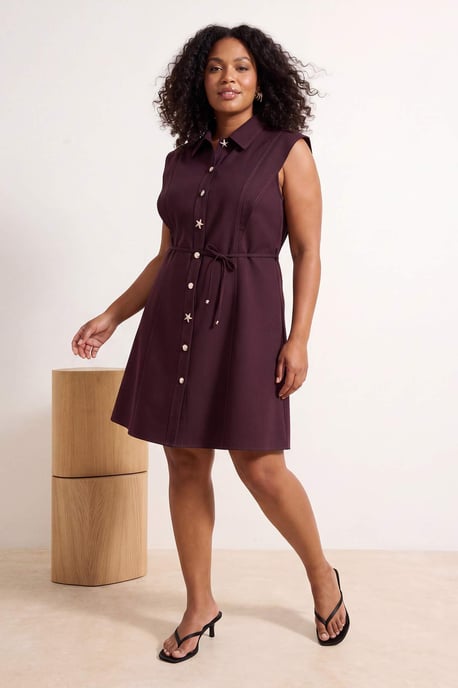 Trendyol Curve Dam Brun Enfärgad Kort / Mini Ärmlös Casual A-linje Plus size Klänning - Image 6