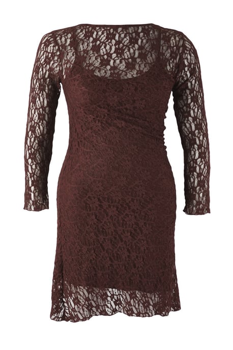 Trendyol Curve Dam Brun Enfärgad Kort / Mini Lång Casual A-linje Plus size Klänning - Image 4