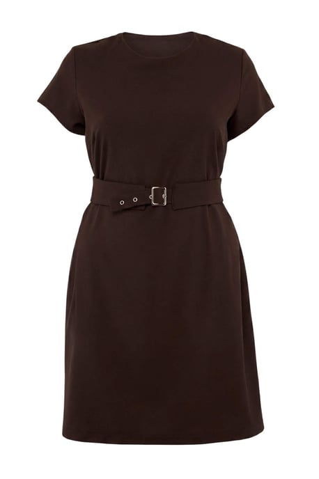 Trendyol Curve Dam Brun Randig Kort / Mini Kort Bodycon Plus size Klänning - Image 5