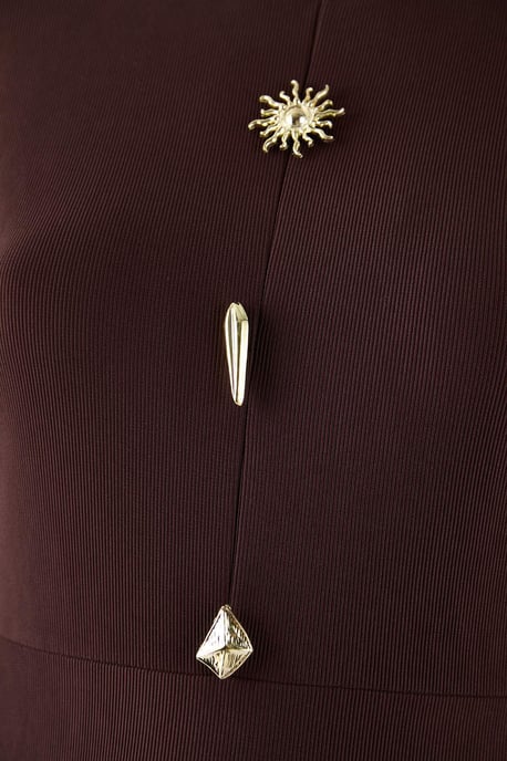 Trendyol Curve Dam Brun Enfärgad Kort / Mini Lång Casual A-linje Plus size Klänning - Image 2