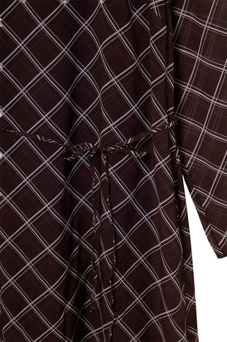 Trendyol Curve Dam Brun Rutig Kort / Mini Lång A-linje Plus size Klänning - Image 5
