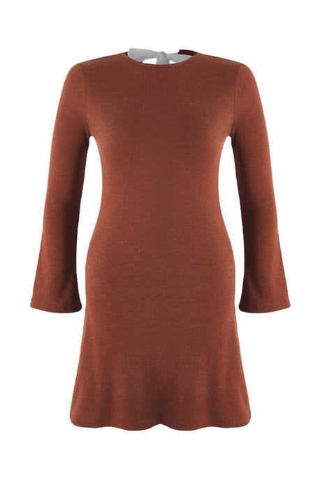 Trendyol Curve Dam Brun Enfärgad Kort / Mini Lång Casual A-linje Plus size Klänning - Image 4