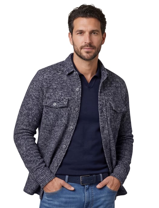 Gentiluomo overshirt wolblend blauw - Image 1