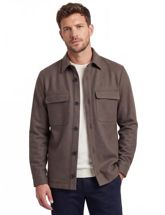 Overshirt Gentiluomo bruin wol - Image 1