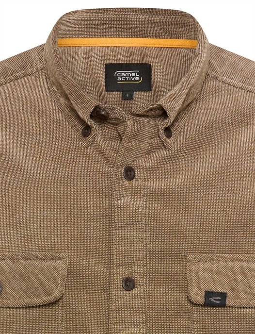 Overshirt Camel Active bruin geprint borstzak - Image 3
