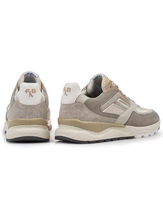 Sportieve Van Bommel sneaker beige leer met unieke print - Image 4