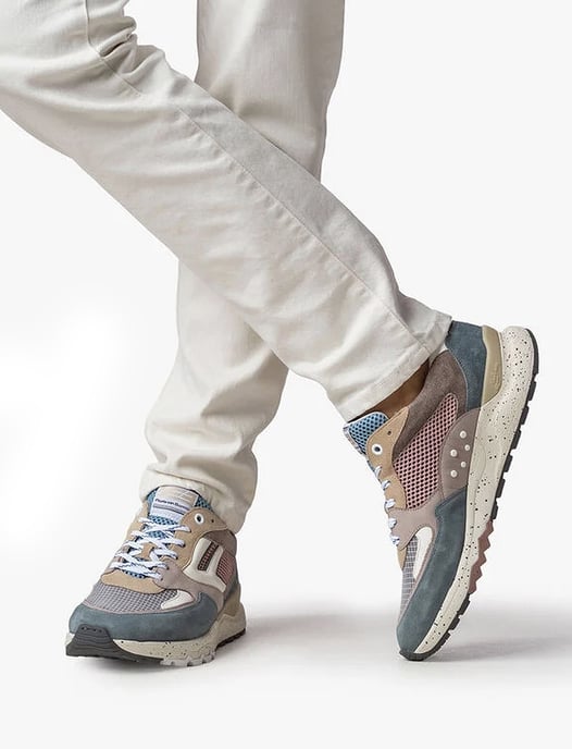 Lage sneakers Floris van Bommel blauw en beige effen - Image 2