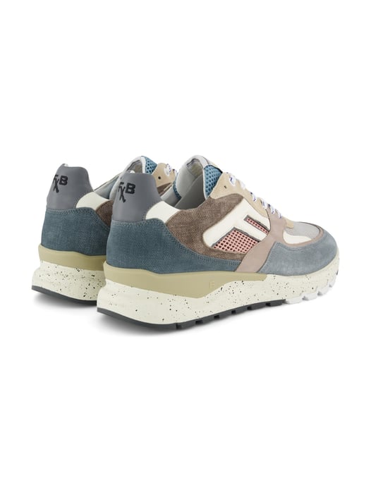 Lage sneakers Floris van Bommel blauw en beige effen - Image 3