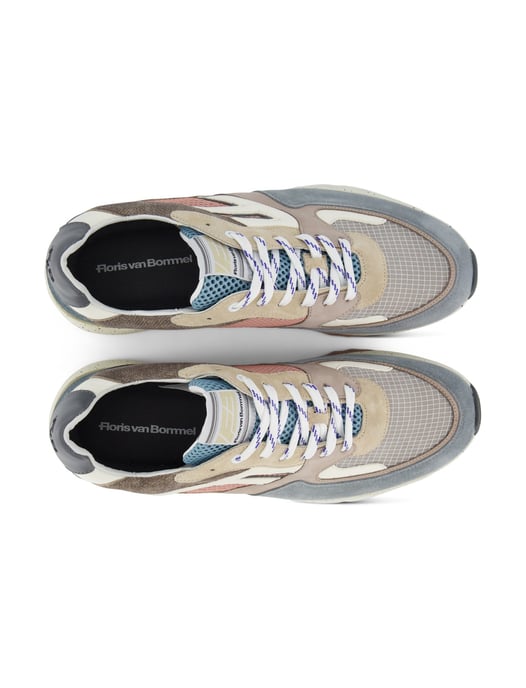 Lage sneakers Floris van Bommel blauw en beige effen - Image 4