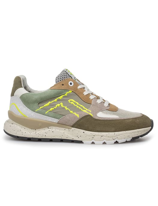 Prachtige Van Bommel sneaker olijfgroen textiel met print - Image 1
