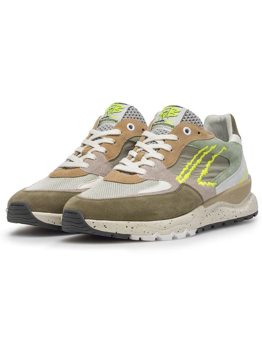 Prachtige Van Bommel sneaker olijfgroen textiel met print - Image 2