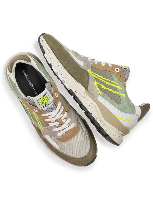 Prachtige Van Bommel sneaker olijfgroen textiel met print - Image 3