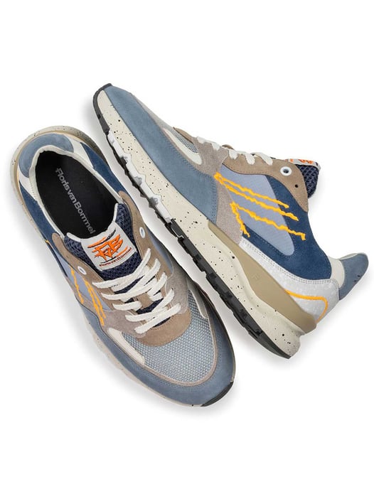 Van Bommel sneaker blauw beige wit met stoere look - Image 3
