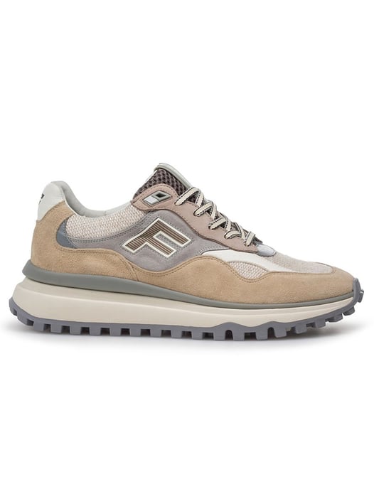 Comfortabele Van Bommel sneaker bruin textiel met print - Image 1