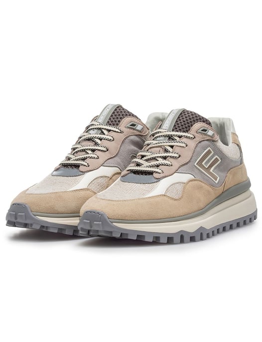 Comfortabele Van Bommel sneaker bruin textiel met print - Image 2