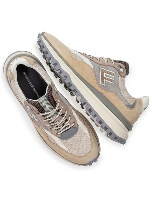 Comfortabele Van Bommel sneaker bruin textiel met print - Image 3