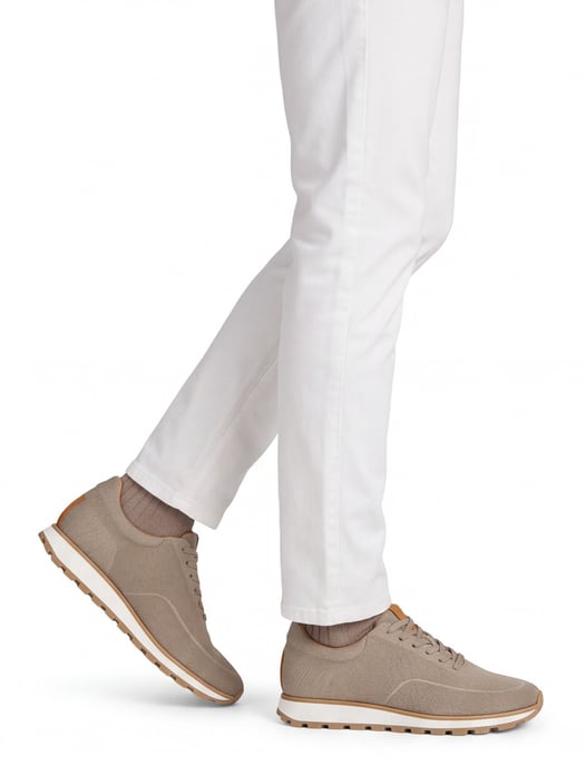 Beige sneaker Rehab textiel witte zool - Image 2