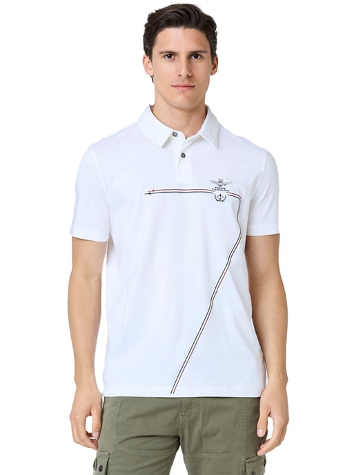 Aeronautica Militare polo wit effen Regular Fit katoen - Image 1
