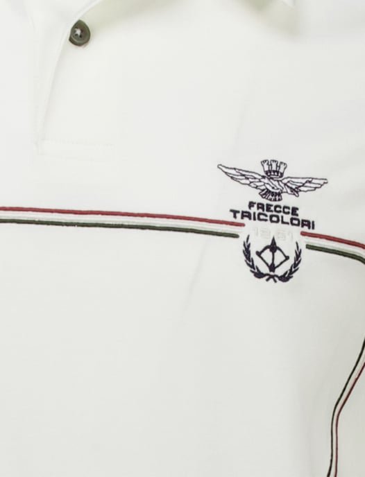 Aeronautica Militare polo wit effen Regular Fit katoen - Image 3