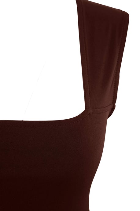 Trendyol Curve Dam Brun Enfärgad Kort / Mini Ärmlös Skater Plus size Klänning - Image 4