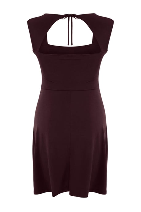 Trendyol Curve Dam Brun Enfärgad Kort / Mini Ärmlös Skater Plus size Klänning - Image 5