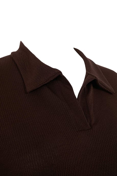 Trendyol Curve Dam Brun Enfärgad Kort / Mini Kort Casual Rak Plus size Klänning - Image 5